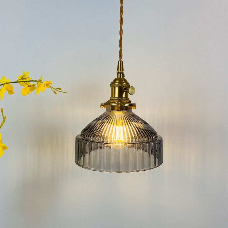 Nordic Retro Brass Glass Chandelier