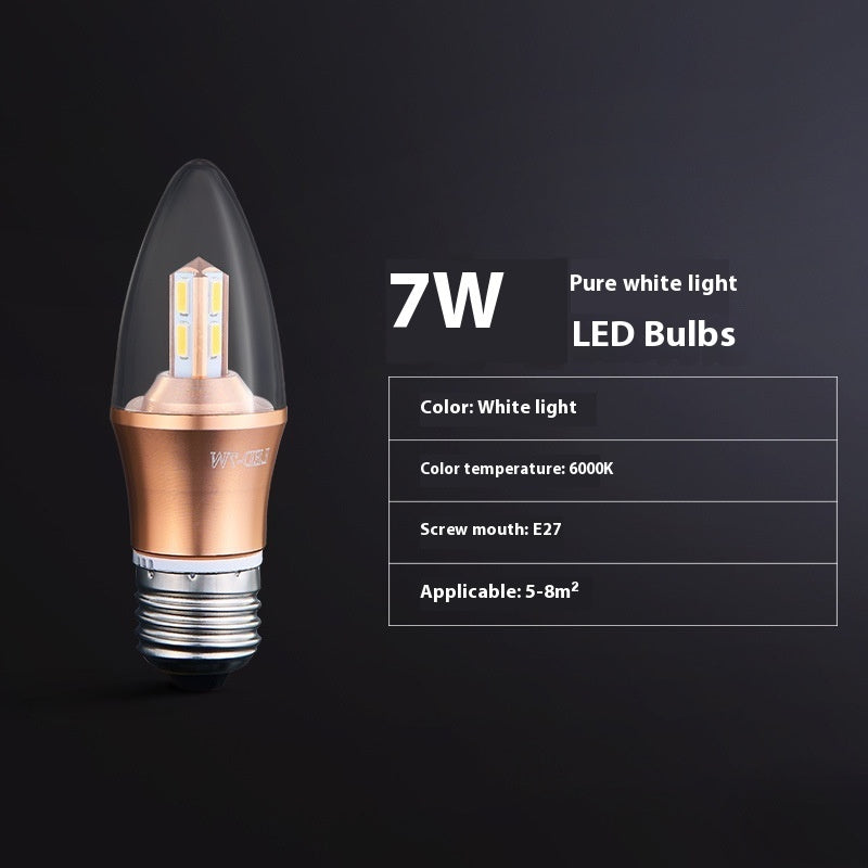 Household E14e27 Screw Bulb Led Energy-saving Lamp Threads Band Super Bright Variable Light With Three Colors