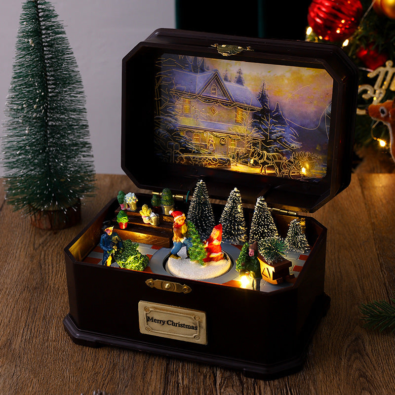 European-style Luminous Christmas Rotation Music Box