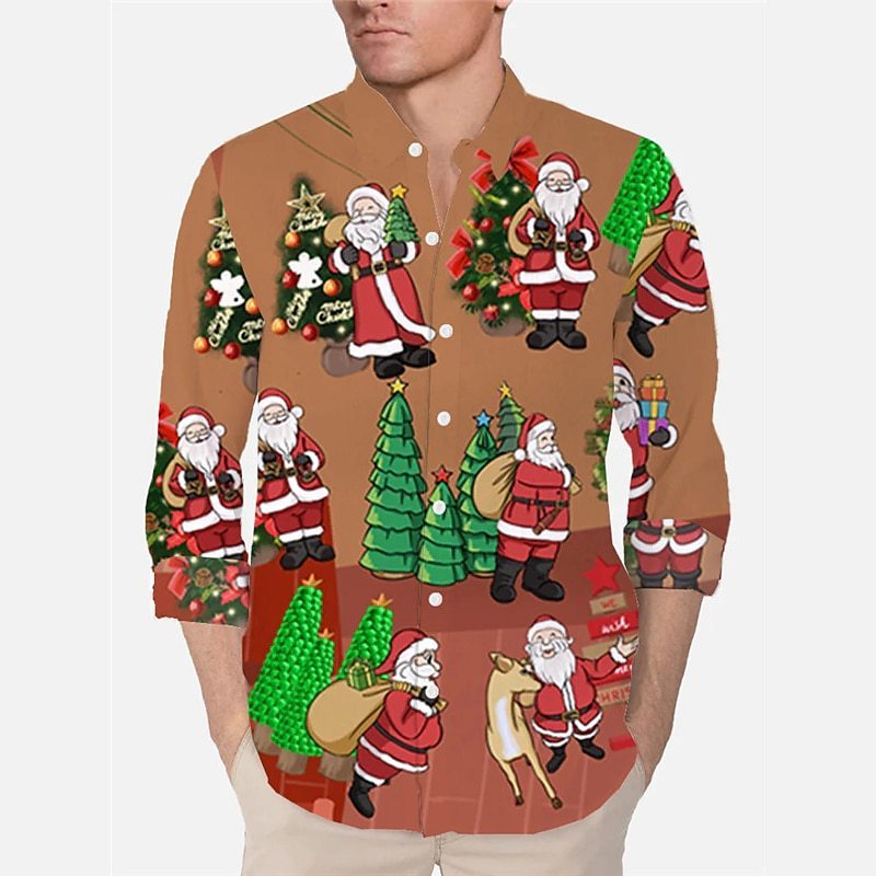 Chemise à revers avec impression numérique 3D en forme de sapin de Noël