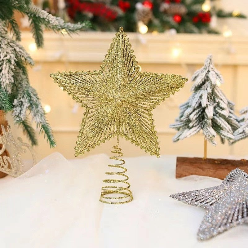 Iron Christmas Tree Top Five-pointed Star Luminous Decoration Christmas Decorations Small Ornaments