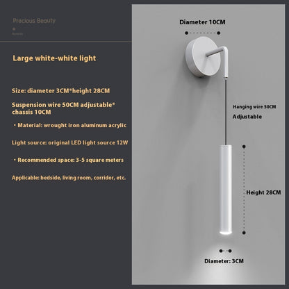 Lámpara de pared de noche con vetas de madera, luz creativa para dormitorio