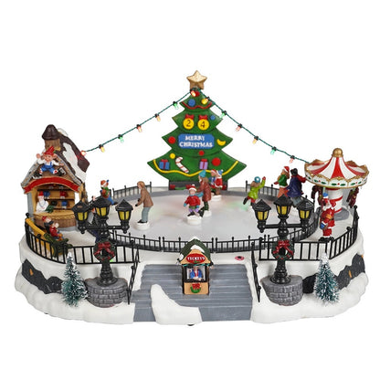 New Ski Christmas Scene Playground Music Box Decoration