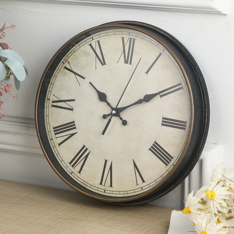 Roman Digital Wall Clock Art Retro Brushed Gold Timepiece