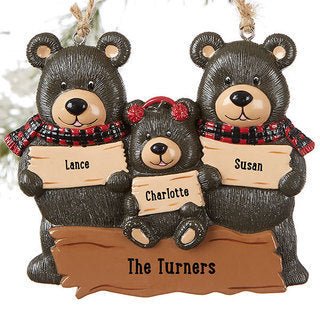 Decoration Bear Family Pendant DIY Name Christmas Tree Personalized Charm Father's Day Gift