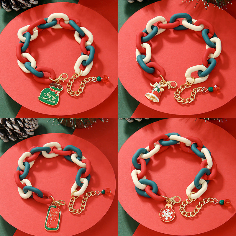 Pulsera de cadena de metal navideña creativa para mujeres y hombres, brazalete con forma de Papá Noel, árbol de Navidad, copo de nieve, muñeco de nieve y perlas, regalos de Año Nuevo