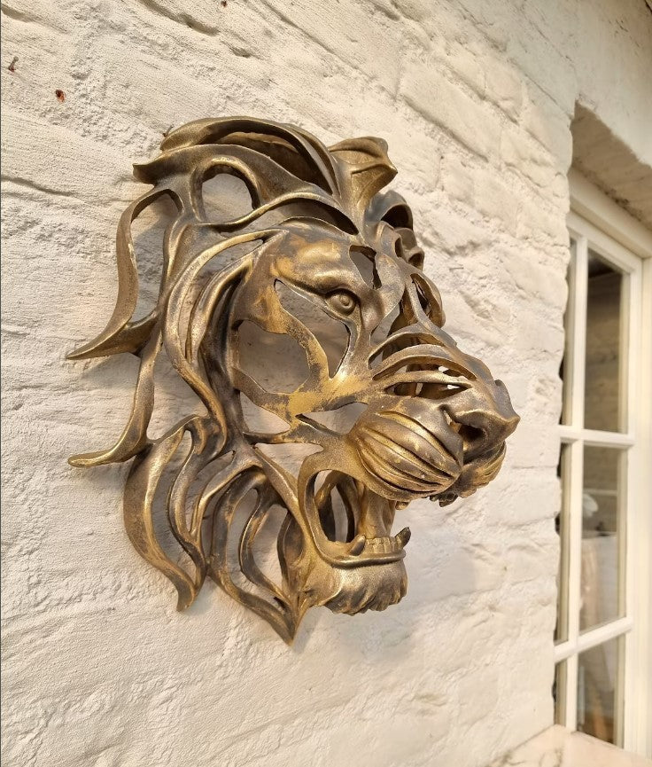 Lion's Head Wall Hanging Art Metal Sculpture