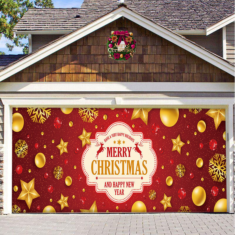 Christmas Background Fabric Garage Door Tapestries Cloth Decoration