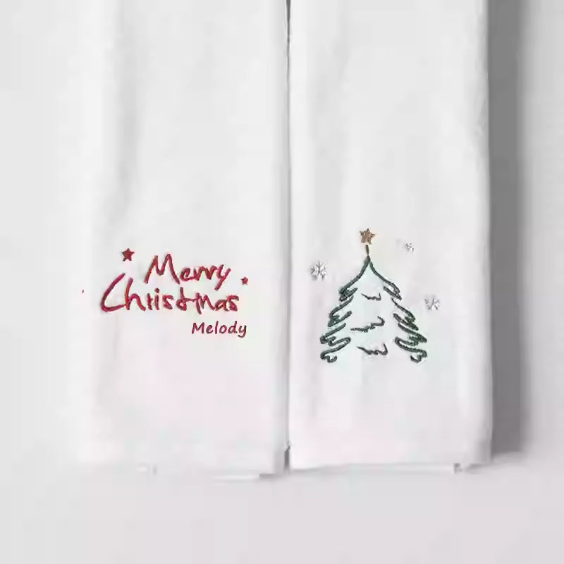 Serviette absorbante en pur coton avec nom de cadeau de Noël personnalisé