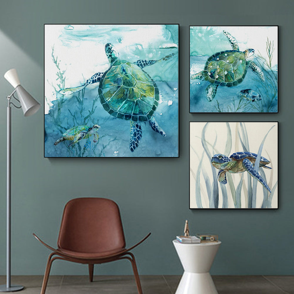 Peinture sur toile de tortue, affiche d'art mural