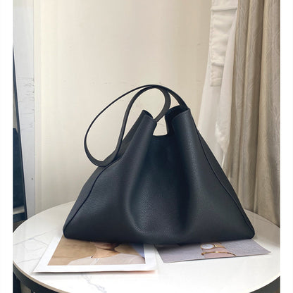 Bolso tipo cubo de cuero genuino de gran capacidad simple a la moda para mujer