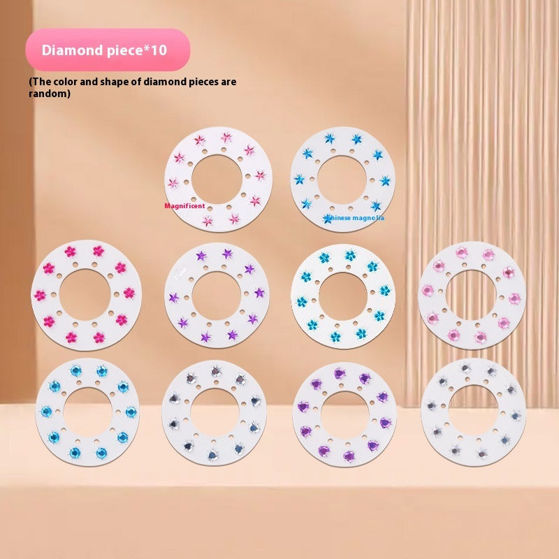 Dispositivo de perforación con diamantes de imitación brillantes para niñas que juegan a la casita con pegatinas para el cabello