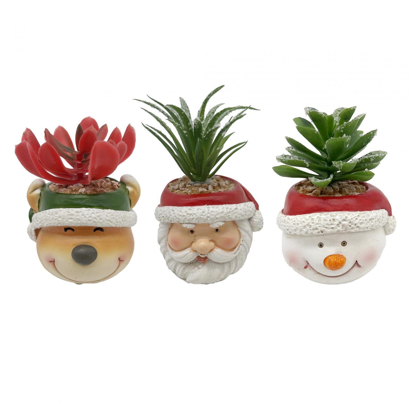 Pot de plantes succulentes de simulation de Noël en résine, faux pot de fleurs, Père Noël, bonhomme de neige, petite simulation de Noël en pot