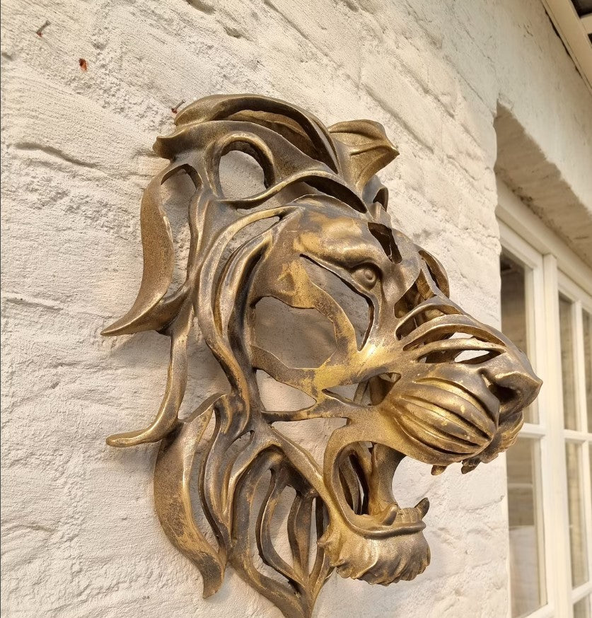 Lion's Head Wall Hanging Art Metal Sculpture