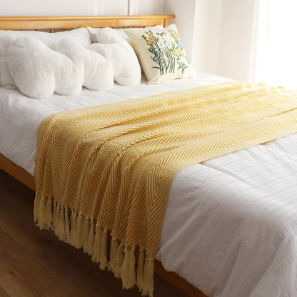 Classic Retro Herringbone Weave Sofa Blanket