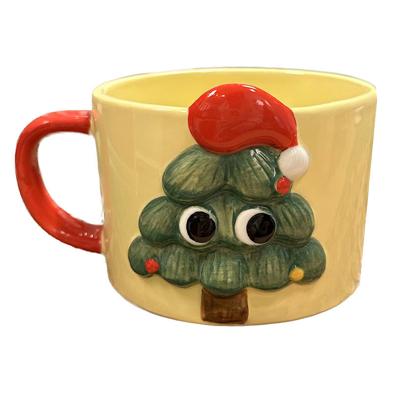 Tasse à eau en forme d'arbre de Noël 3D peinte à la main