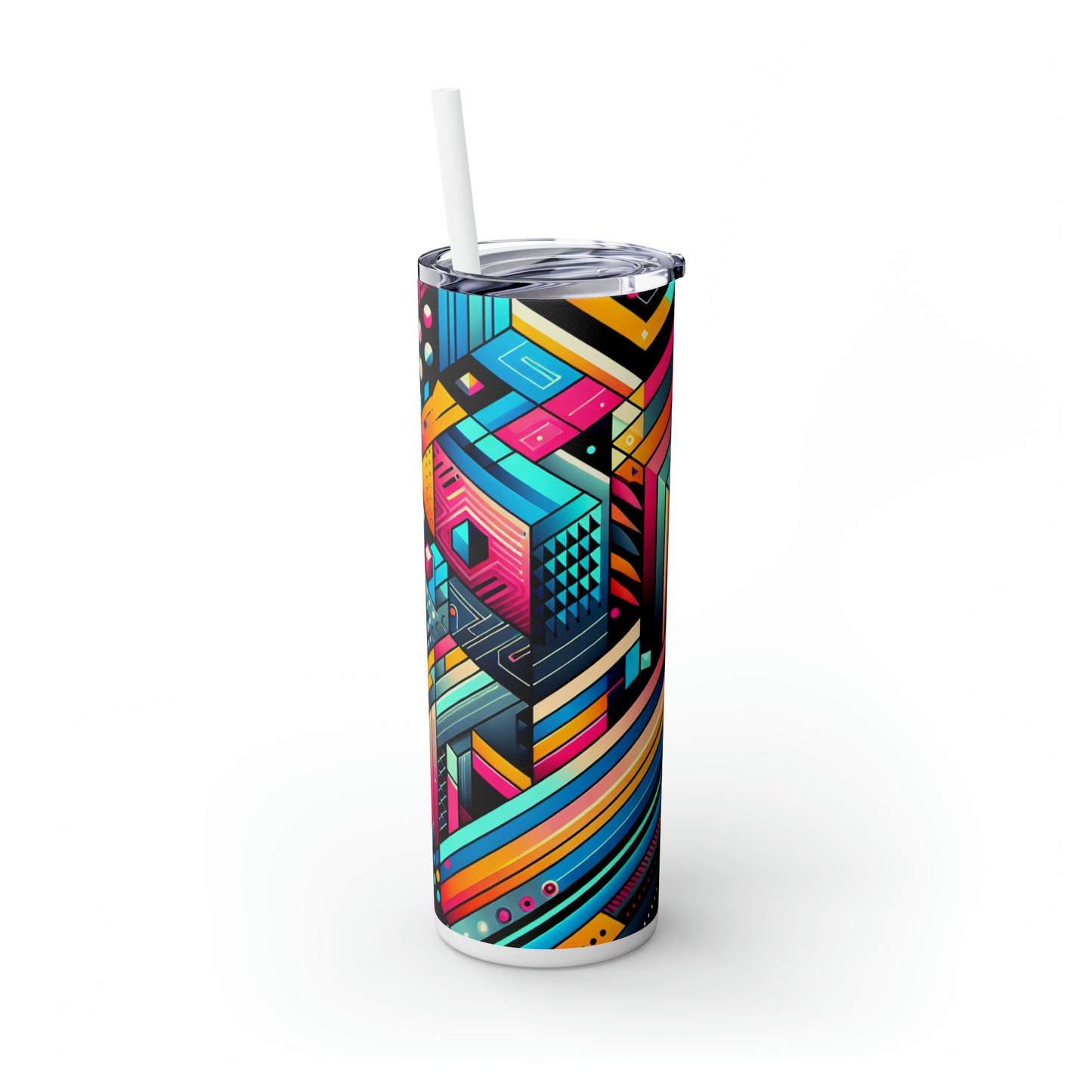 Geometría de neón: el vaso delgado Alien Maars® con pajita de 20 oz estilo arte digital