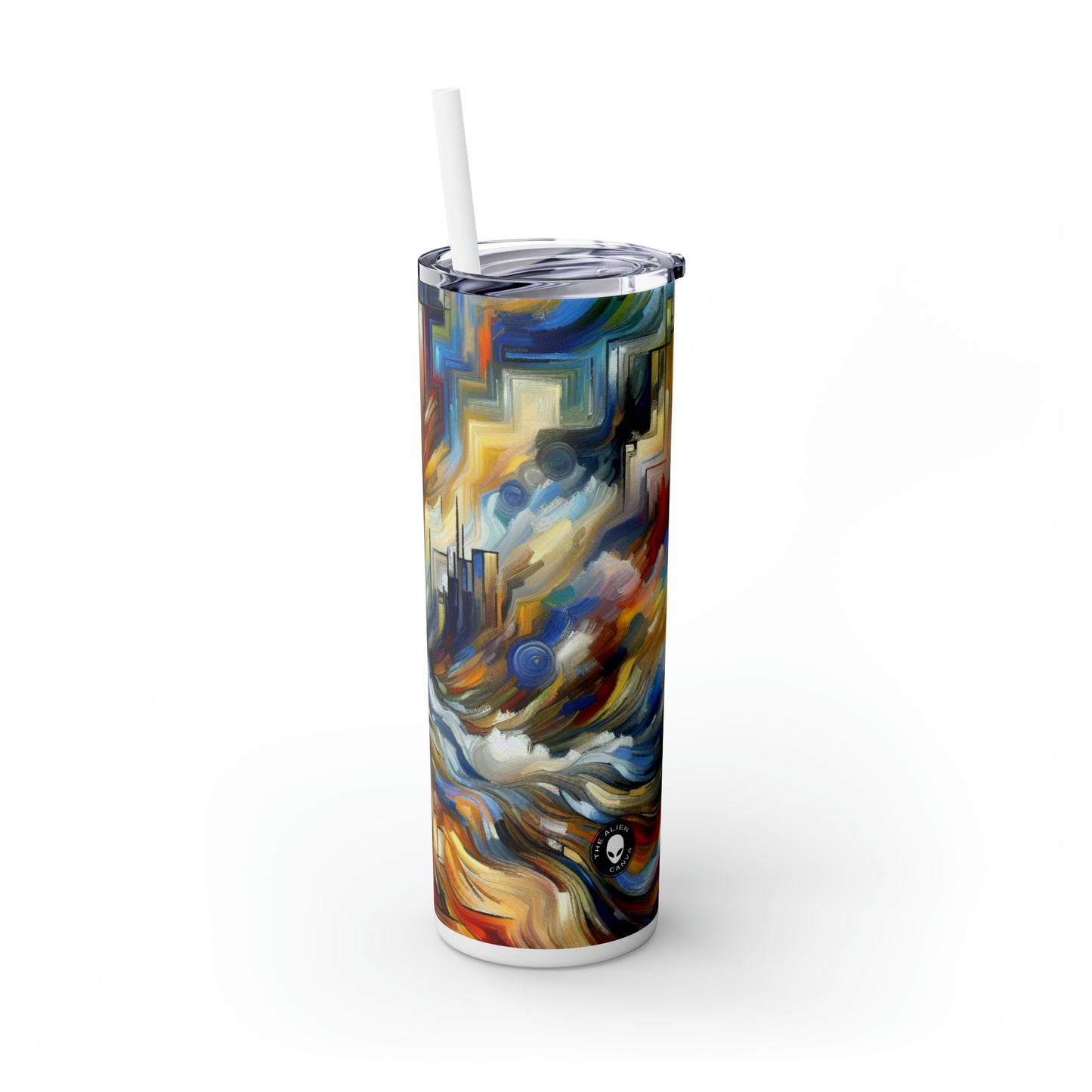 "Storm of Emotions" - The Alien Maars® Skinny Tumbler with Straw 20oz Expressionism