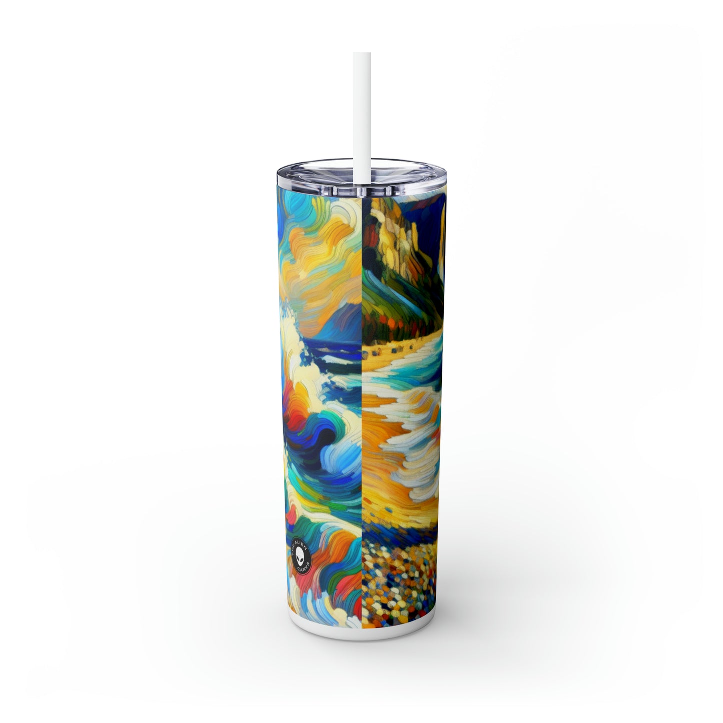 "The Fauvist Shore" - The Alien Maars® Skinny Tumbler with Straw 20oz Fauvism