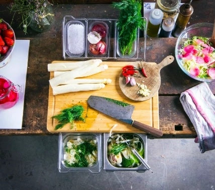 Tabla de cortar de cocina para verduras con bandejas, caja de almacenamiento, tabla para cortar alimentos de bambú, multifunción, suave y práctica