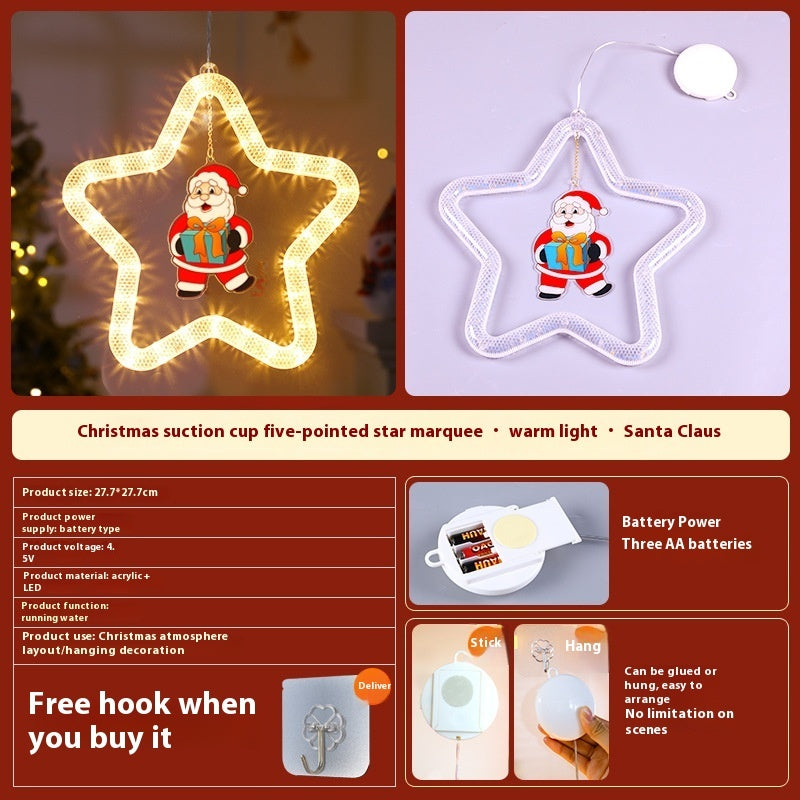 Christmas Decoration Pendant Five-pointed Star Horse Running LED Light