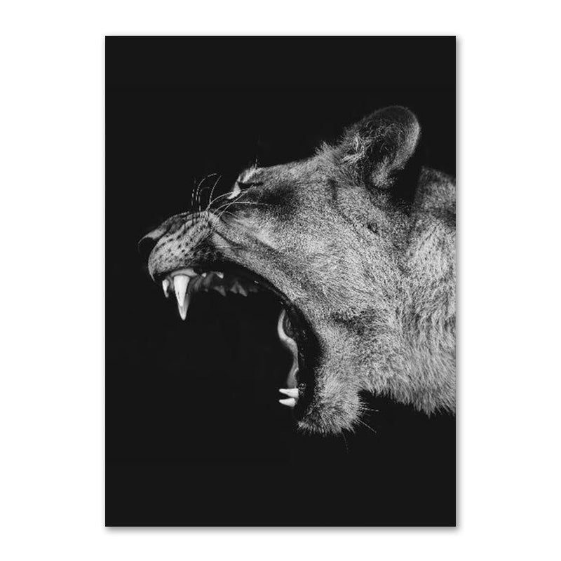 Black And White Lion Family Poster Canvas Print