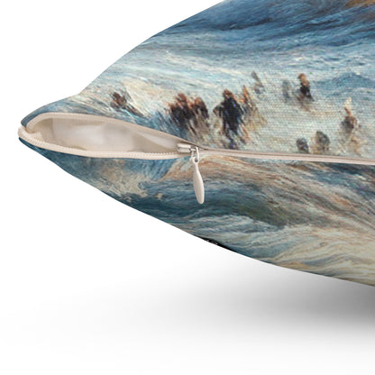 "Storm-Tossed Seas" - The Alien Spun Polyester Square Pillow Impressionism