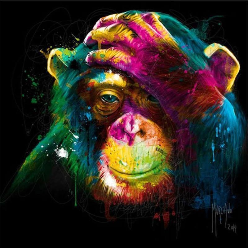 Peinture diamant 5D - Singe néon