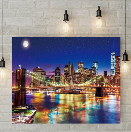 5D Diamond Painting - New York night bridge