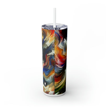 "Cacophony of Conflict" - The Alien Maars® Skinny Tumbler with Straw 20oz Expressionism