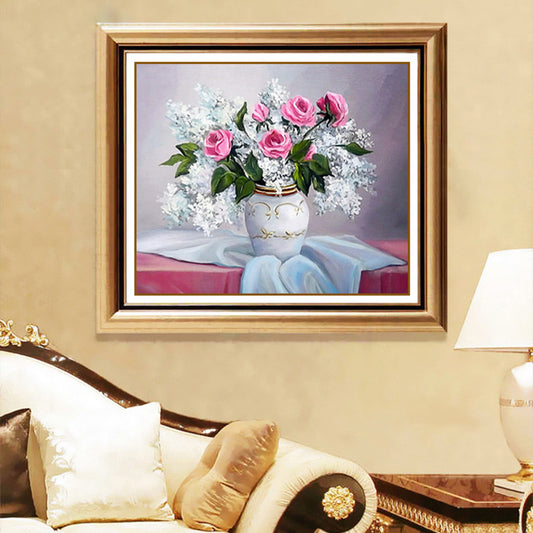 Pintura de diamante Floral 5D redonda completa, decoración moderna para el hogar, pintura de diamante artesanal, bordado de cristal