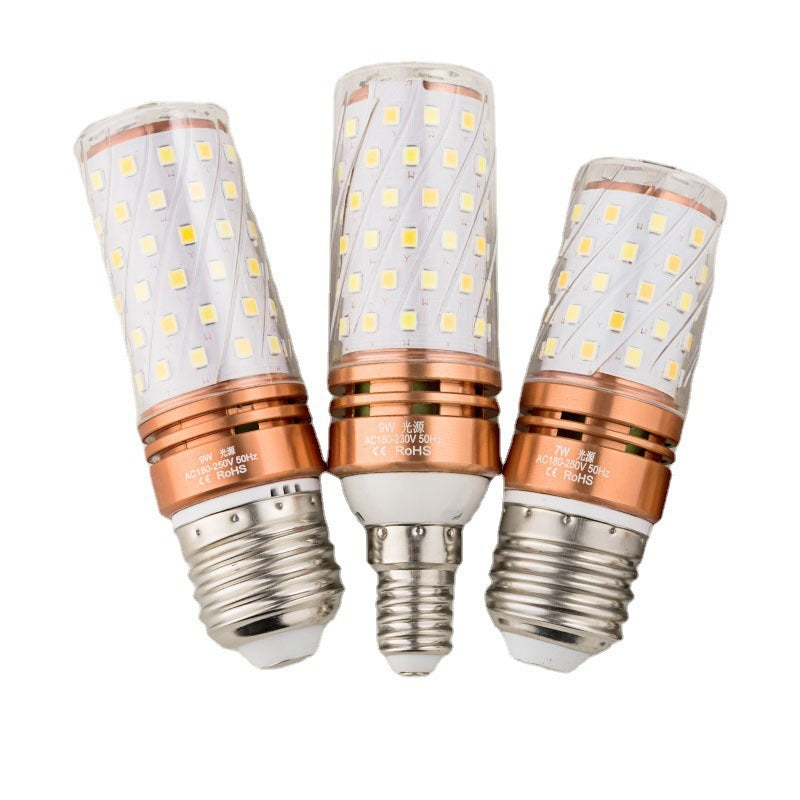 Household E14e27 Screw Bulb Led Energy-saving Lamp Threads Band Super Bright Variable Light With Three Colors