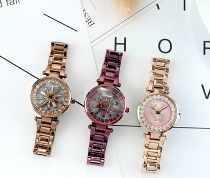 Time to run rhinestone steel belt fashion trend student fashion watch watch female