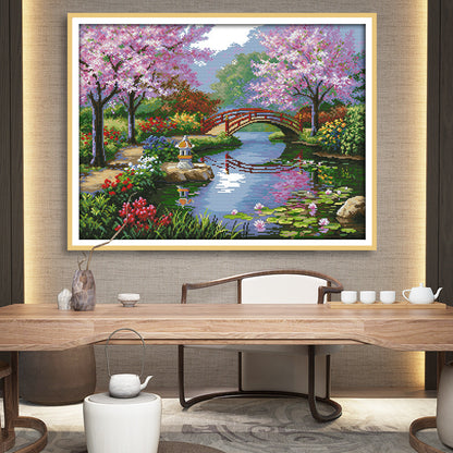 5D Diamond Painting - Frühling am Fluss