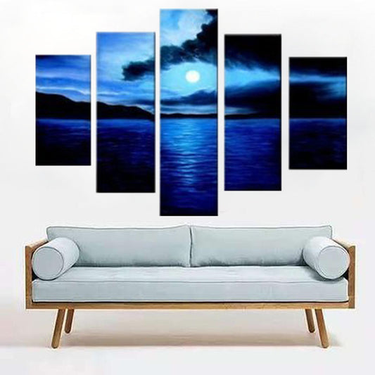 DIY 5D Luna noche paisaje diamante bordado pintura taladro completo redondo diamante imagen Cruz Kit decoración del hogar pintura