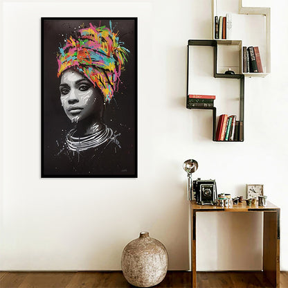 Cuadro de lienzo de mujer africana con turbante