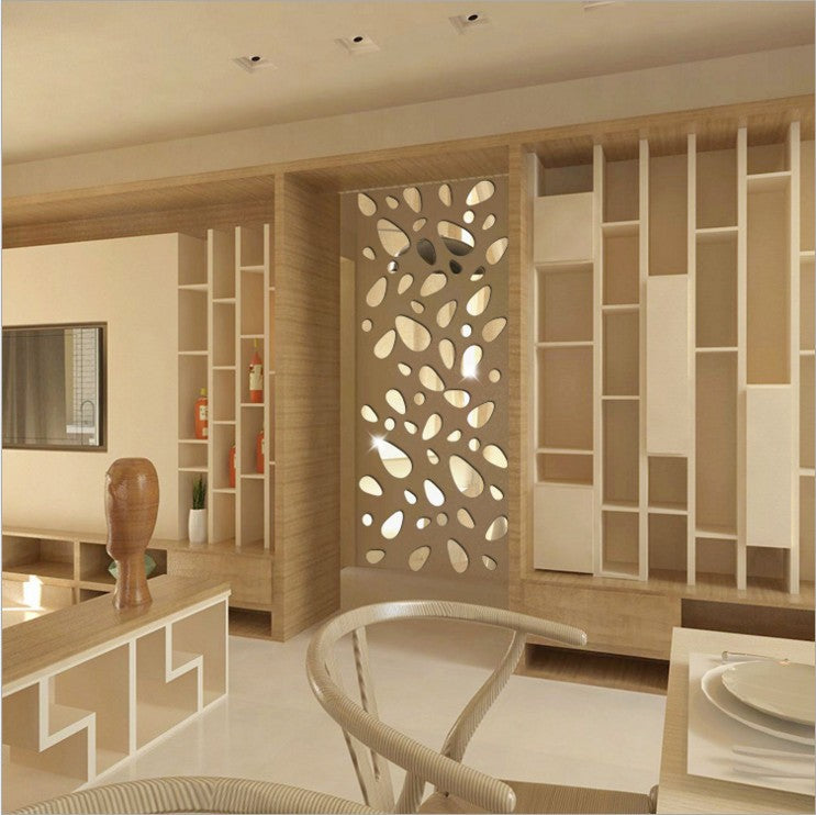 3D stereo mirror wall paste cobblestone wall paste