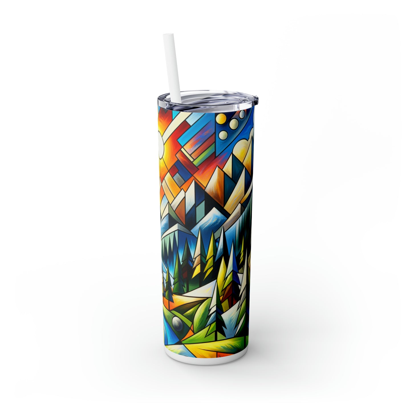 "Cubic Naturalism" - The Alien Maars® Skinny Tumbler with Straw 20oz Cubism Style