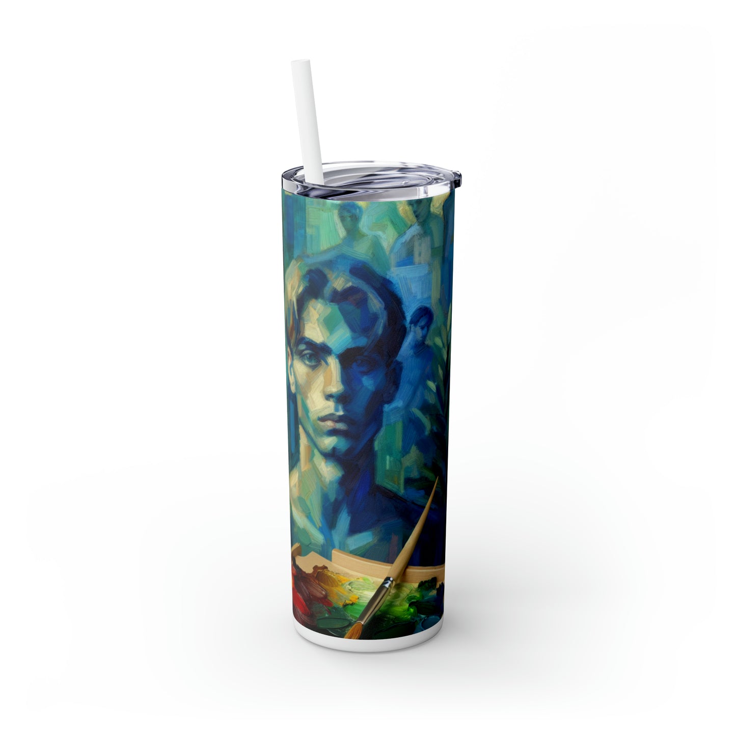 "Soothing Gaze" - Vaso delgado con pajita de Alien Maars® de 20 oz estilo expresionista