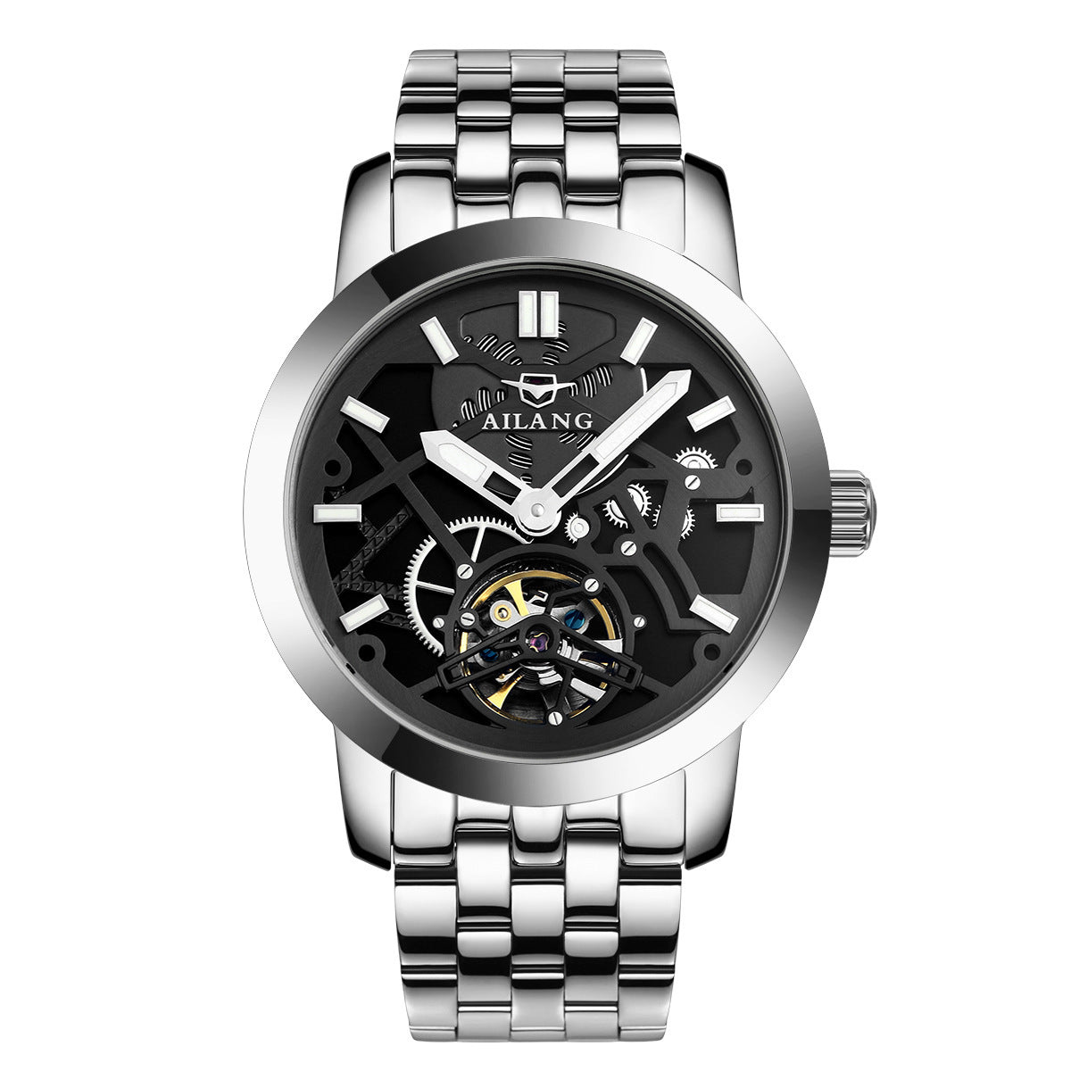 Reloj Reloj Mecánico Automático para Hombre Volante Hueco Reloj de Moda para Hombre