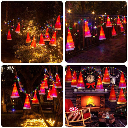 Chapeau de décoration de noël, 8 chapeaux, 10 cloches, chapeau lumineux suspendu