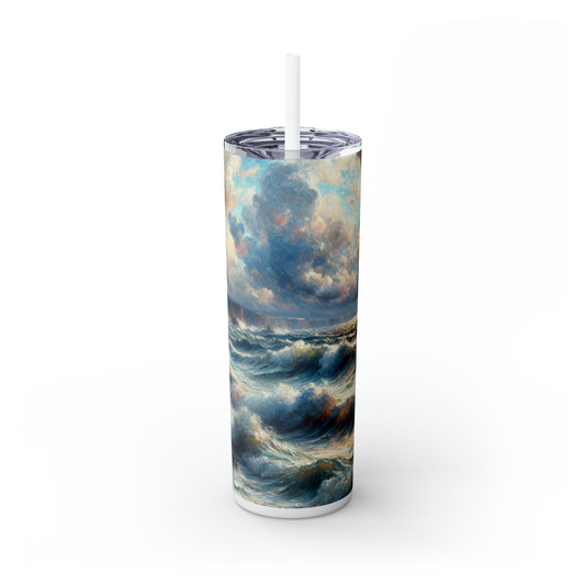 "Storm-Tossed Seas" - The Alien Maars® Skinny Tumbler with Straw 20oz Impressionism