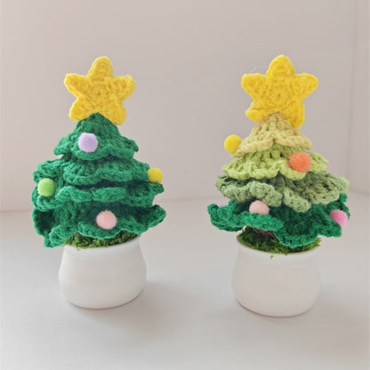 Handmade Crocheted Christmas Tree Wool Pot Shopping Mall Night Market Desktop Decoration