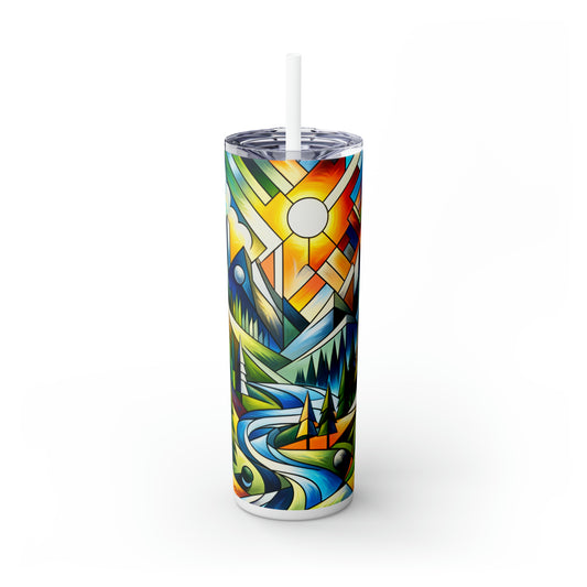 "Cubic Naturalism" - The Alien Maars® Skinny Tumbler with Straw 20oz Cubism Style