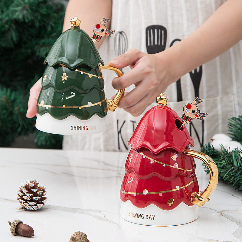 Christmas tree ceramic mug