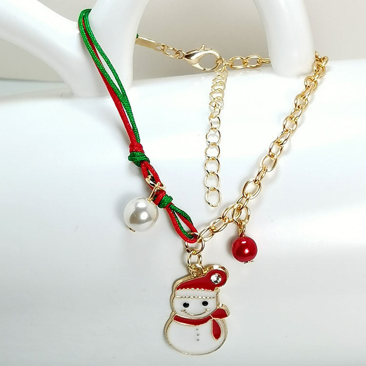 Nueva pulsera navideña con diseño de muñeco de nieve, Papá Noel, árbol, copo de nieve y alce, regalo de Navidad, pulsera con dijes, colgante de cadena para mujer, regalo de moda de Año Nuevo