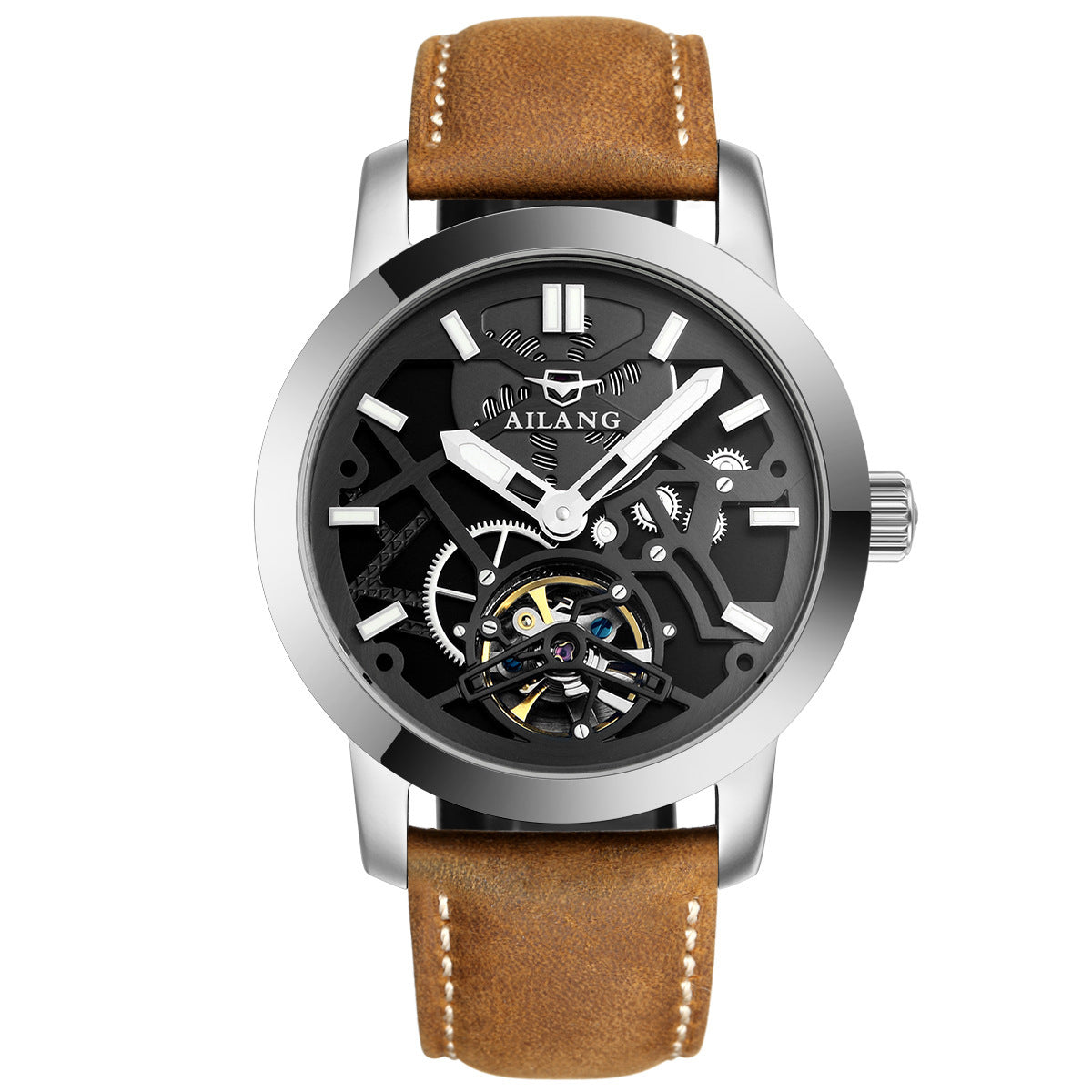 Reloj Reloj Mecánico Automático para Hombre Volante Hueco Reloj de Moda para Hombre