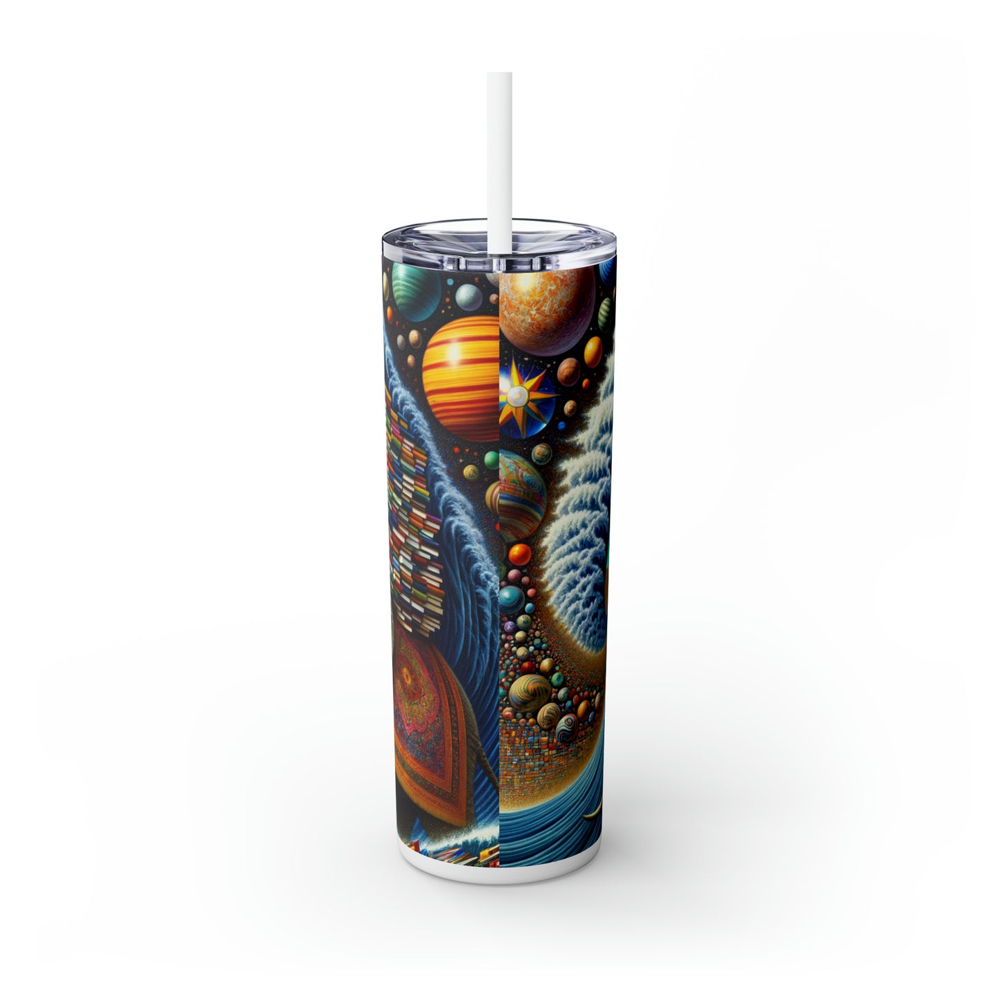 "The Wondrous Ride" - The Alien Maars® Skinny Tumbler with Straw 20oz Surrealism Style