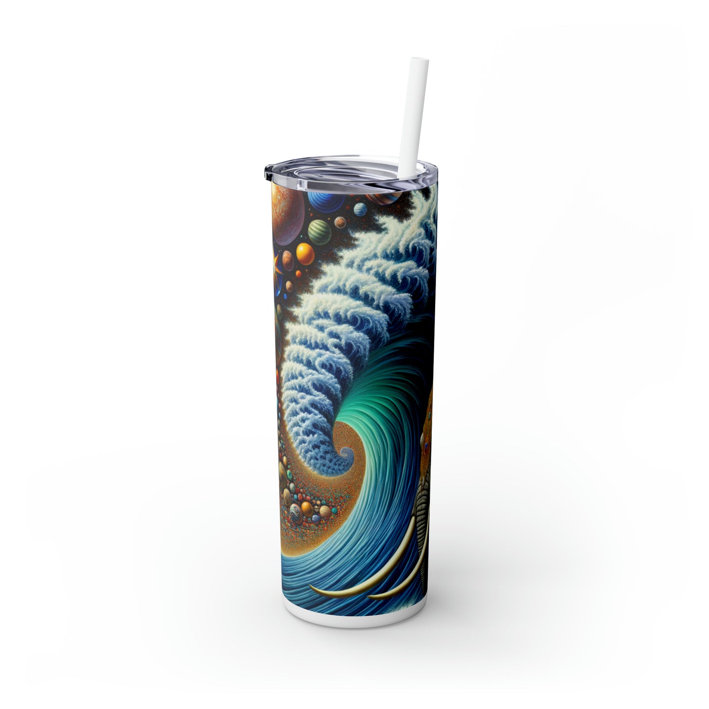 "The Wondrous Ride" - The Alien Maars® Skinny Tumbler with Straw 20oz Surrealism Style