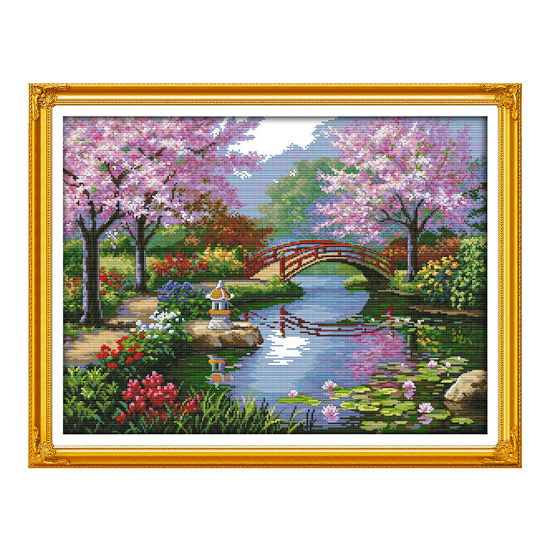 5D Diamond Painting - Frühling am Fluss